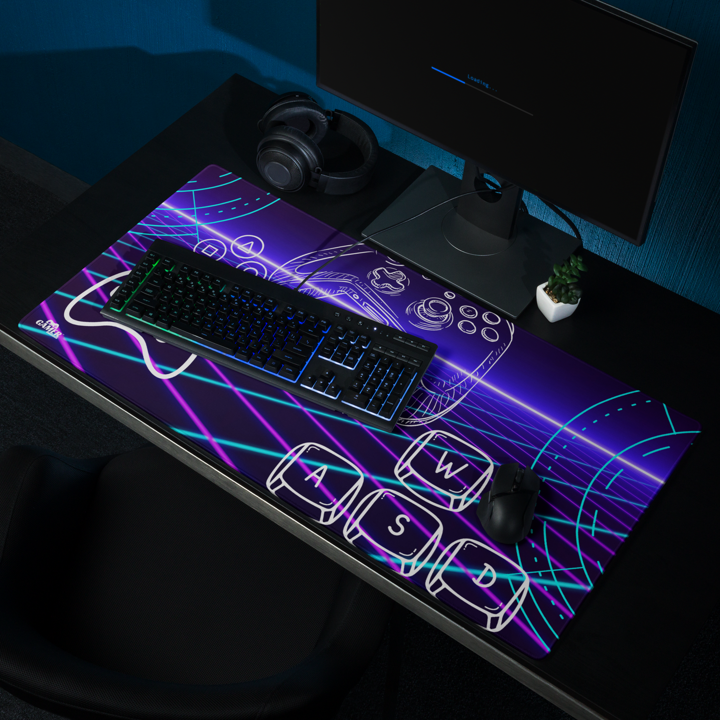 Gamer Misc images logo blue neonon Gaming Mouse Pad