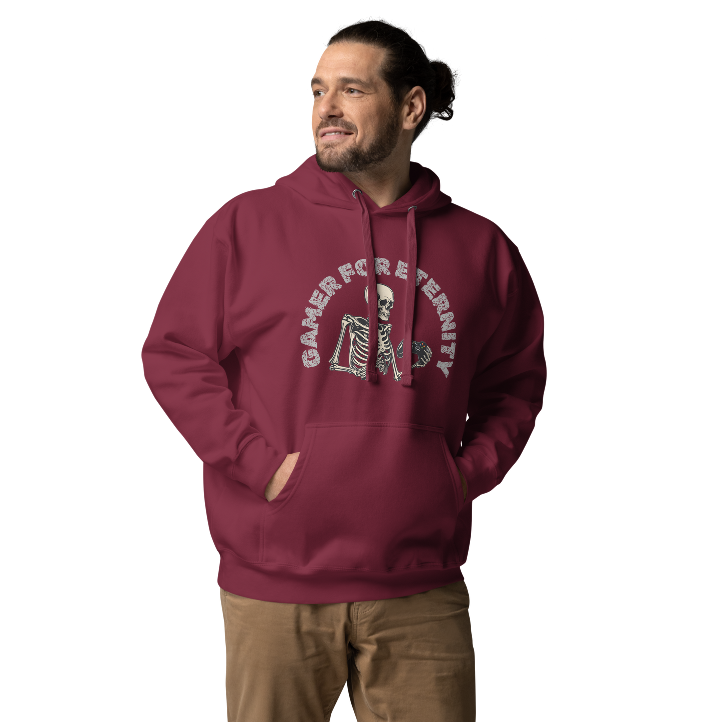 Skeleton Gamer for Eternity Logo on Black - Adult Unisex Hoodie