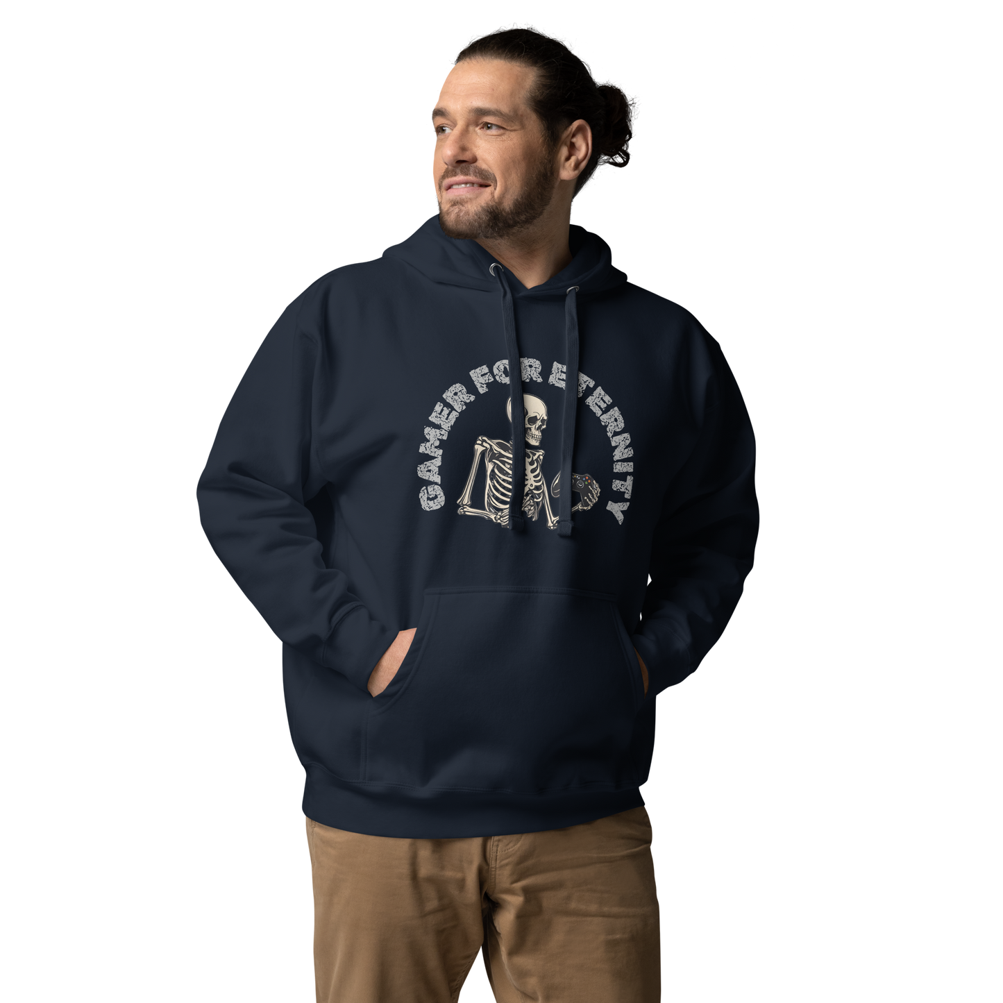Skeleton Gamer for Eternity Logo on Black - Adult Unisex Hoodie