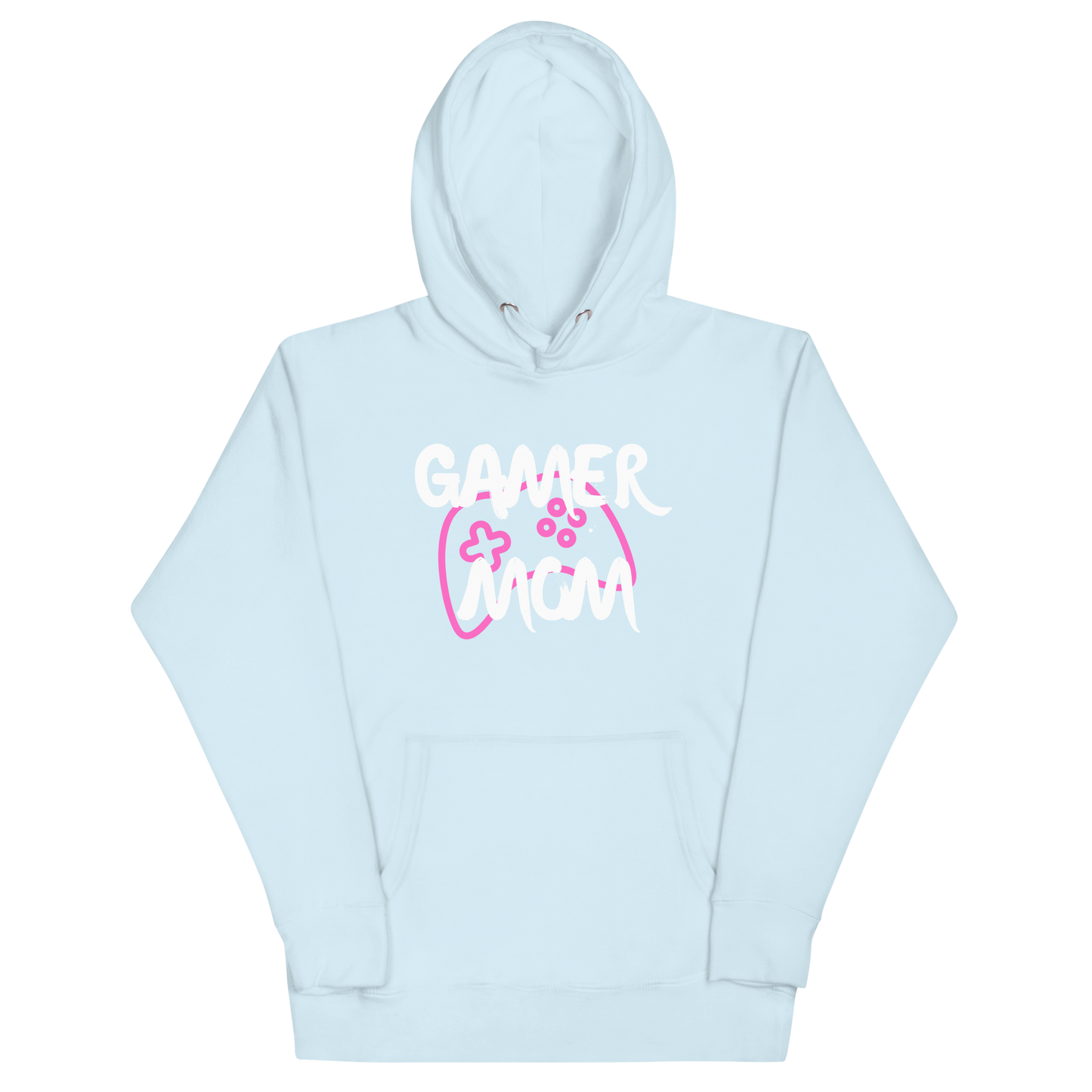 Gamer Mom with controller Logo on Sky Blue - Adult Unisex Hoodie