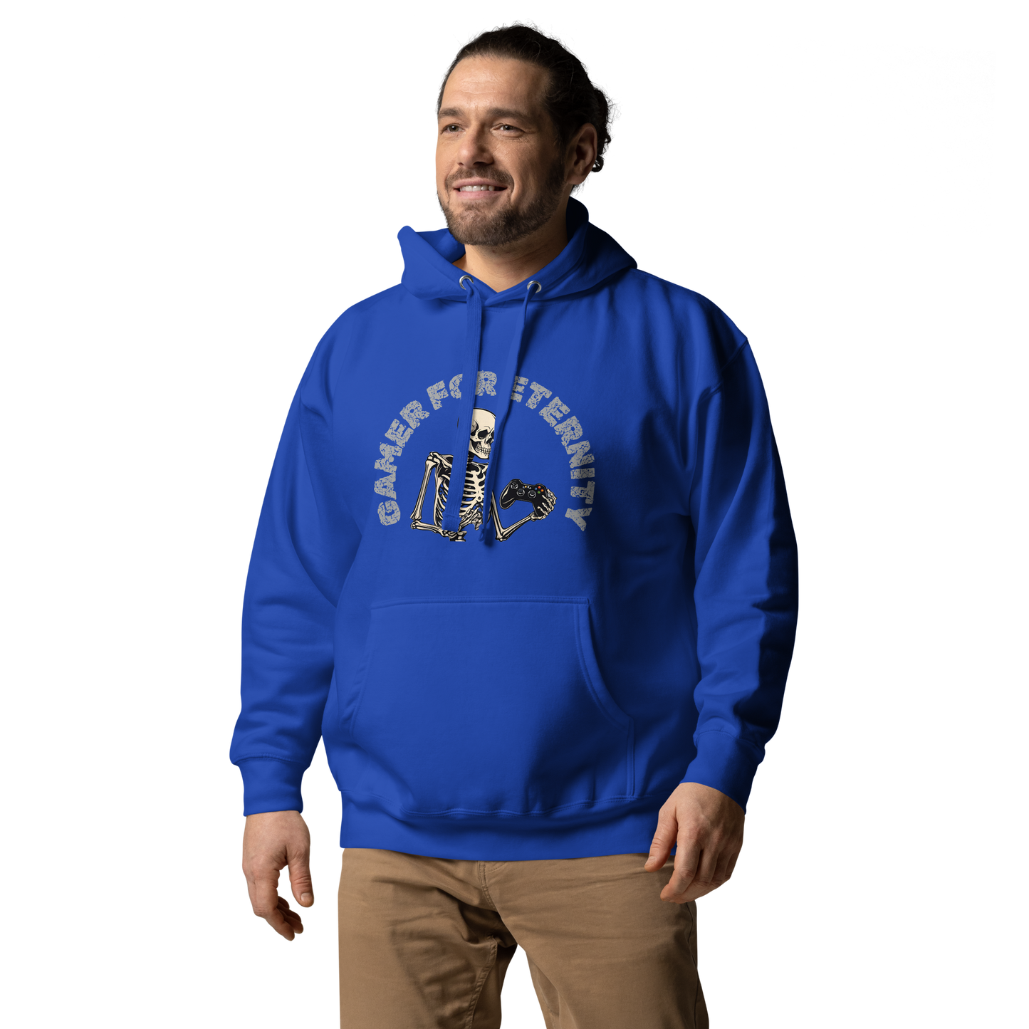 Skeleton Gamer for Eternity Logo on Navy Blazer - Adult Unisex Hoodie