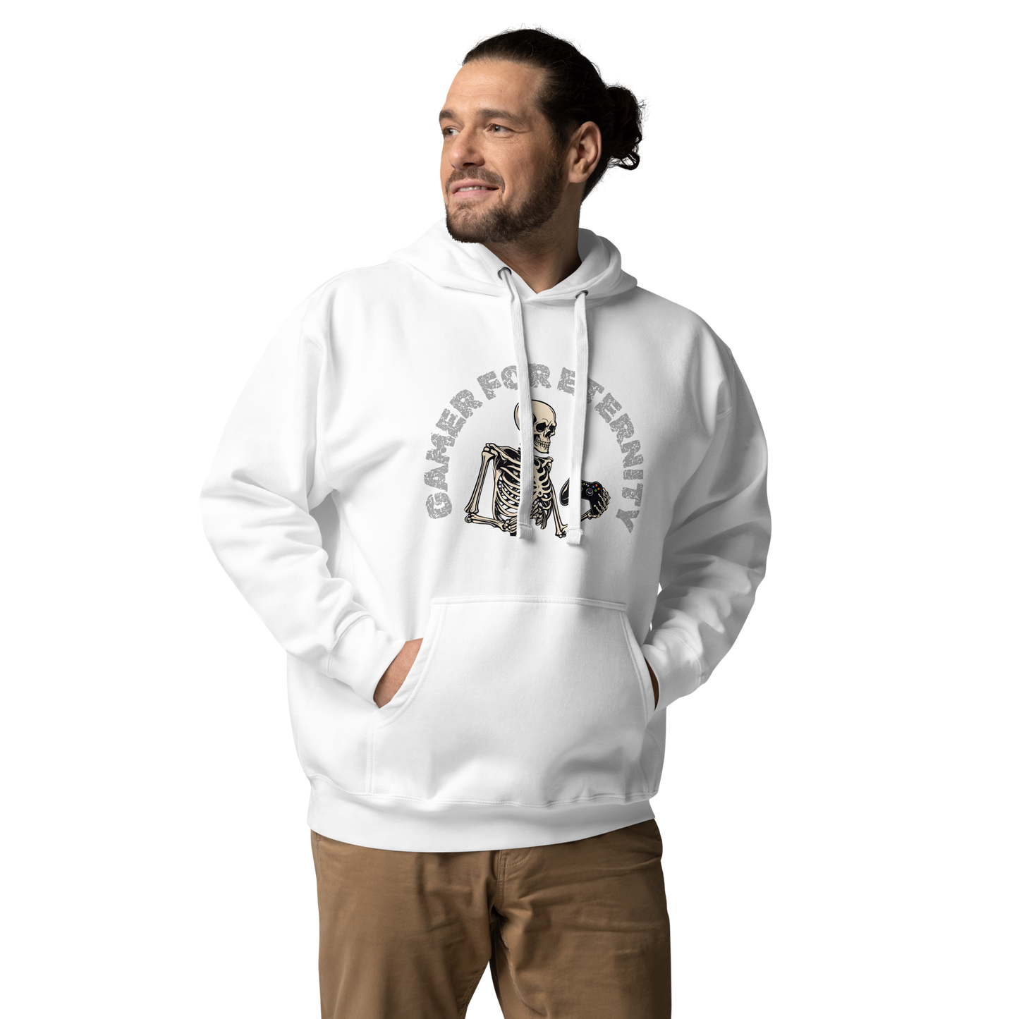 Skeleton Gamer for Eternity Logo on Vintage Black - Adult Unisex Hoodie