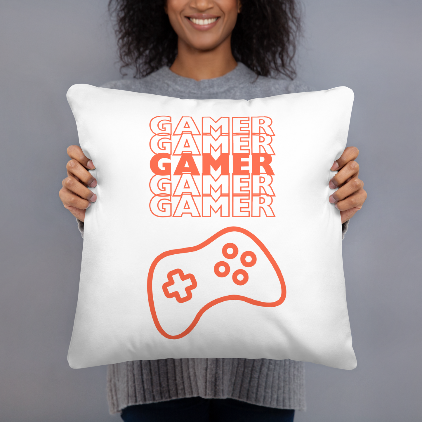 game controller logo on white pillow