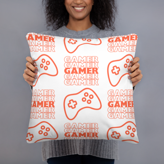 game controller logo on white pillow