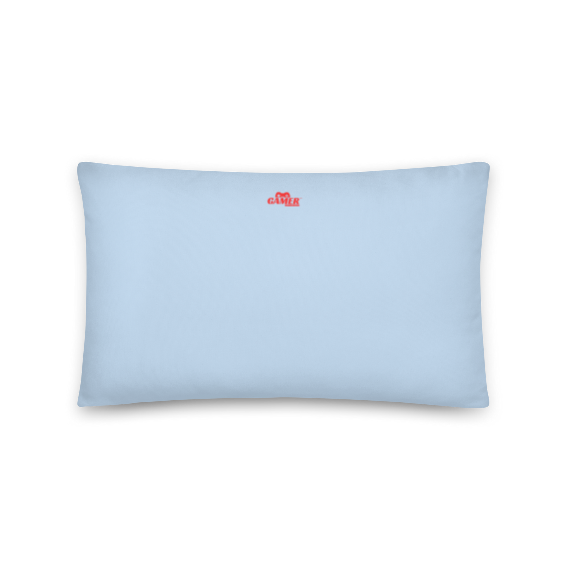 Gamer Gifts and Gear logo on back of light blue pillow