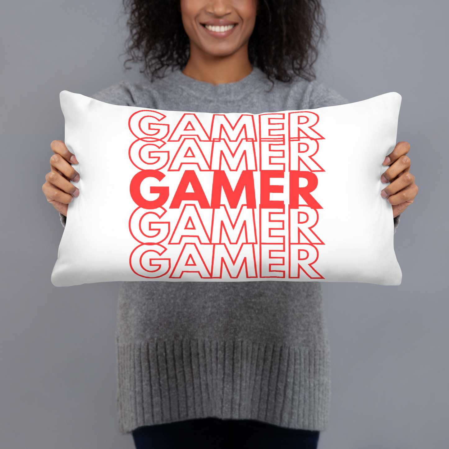 gamer repeat logo on white pillow