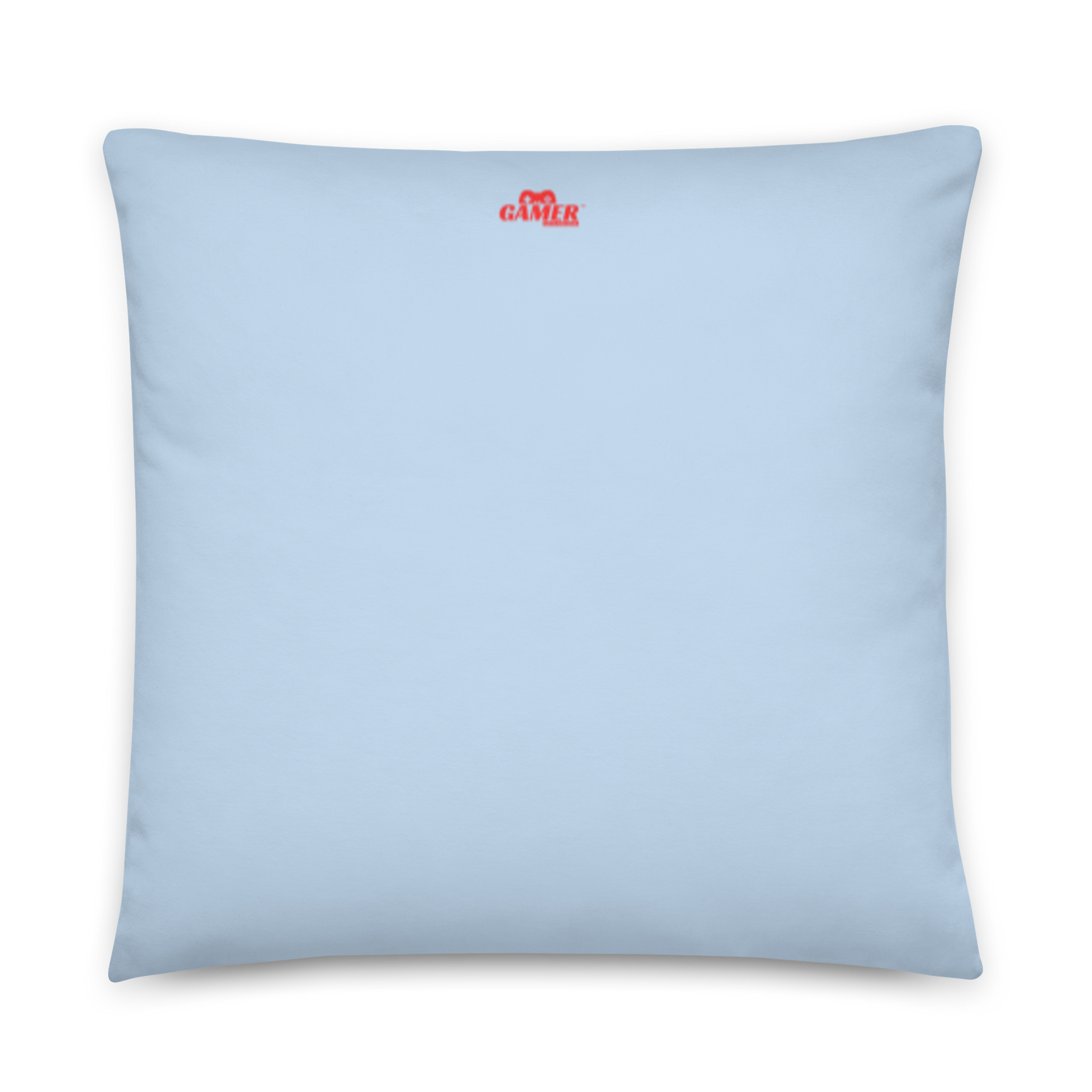 Gamer Gifts and Gear logo on back of light blue pillow