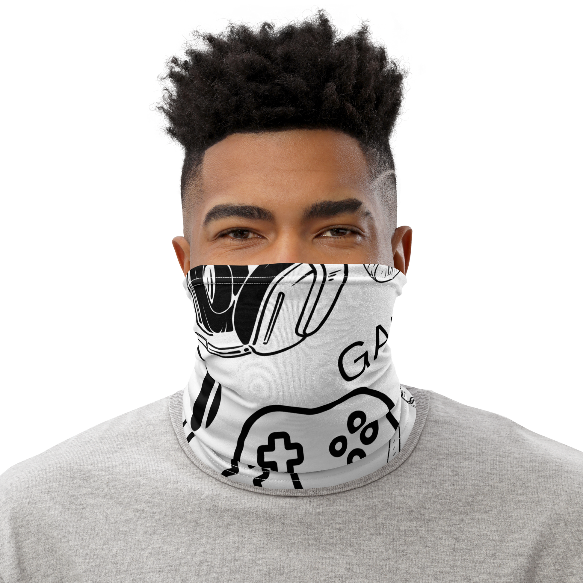 Gamer Misc images logo white neck gaiter