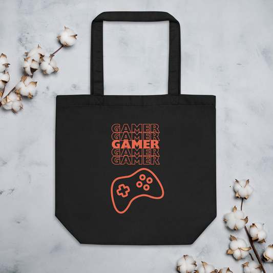 Game Controller logo on black Tote Bag