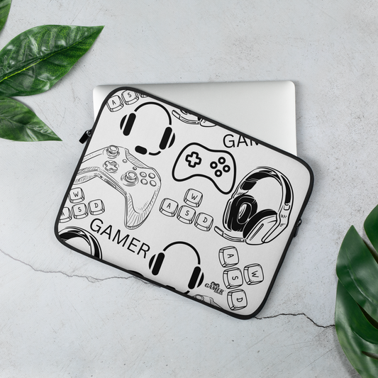 Gamer Misc images logo on white Laptop Sleeve