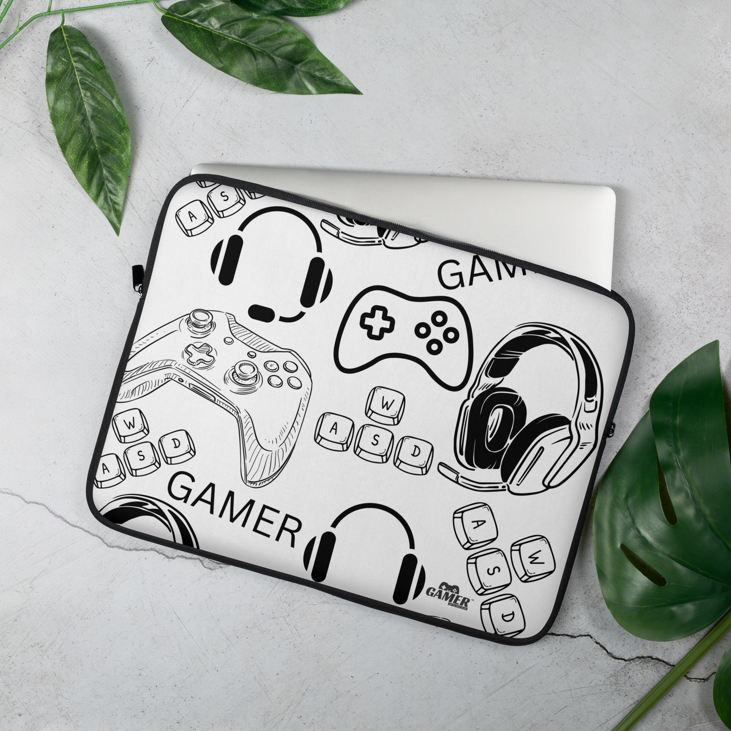 Gamer Misc images logo on white Laptop Sleeve