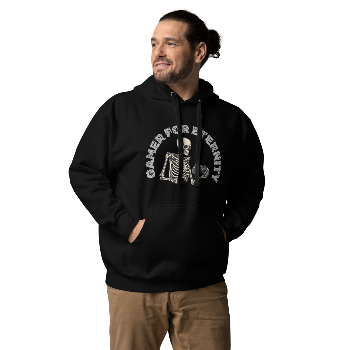Skeleton Gamer for Eternity Logo on Black - Adult Unisex Hoodie