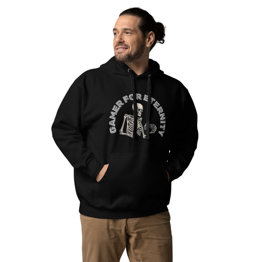 Skeleton Gamer for Eternity Logo on Black - Adult Unisex Hoodie