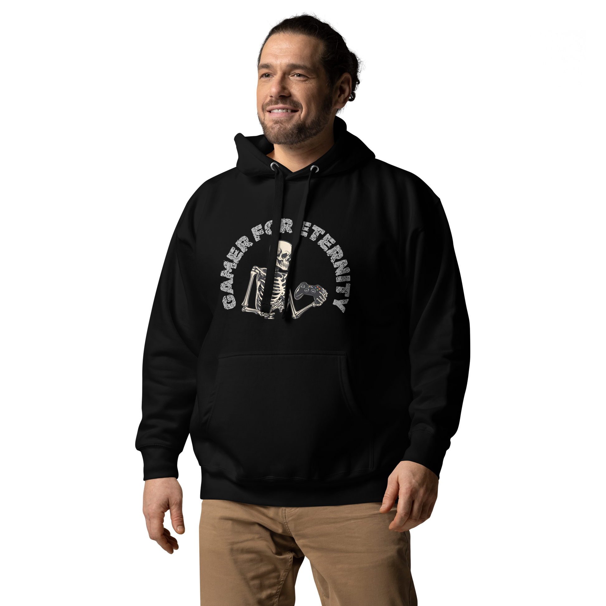 Skeleton Gamer for Eternity Logo on Black - Adult Unisex Hoodie