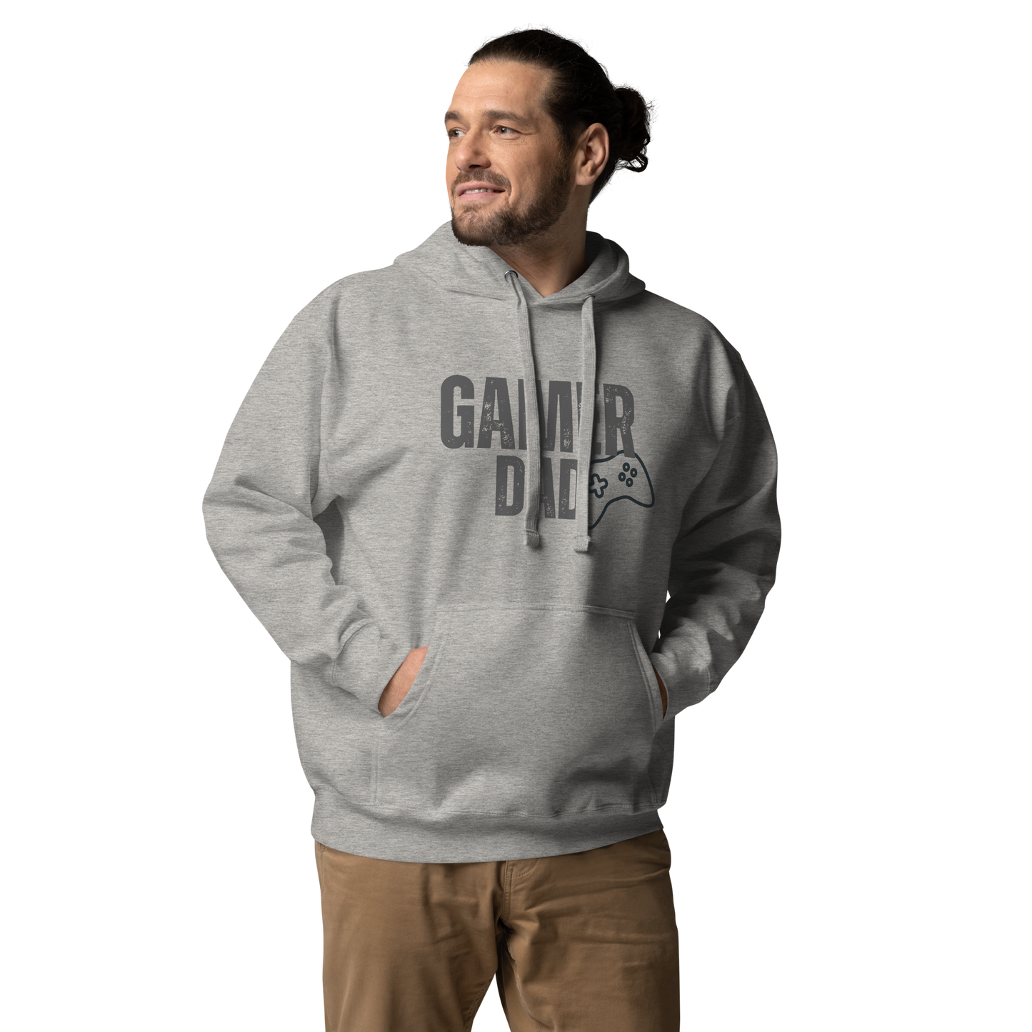 Gamer Dad Logo on carbon Grey- Unisex Hoodie