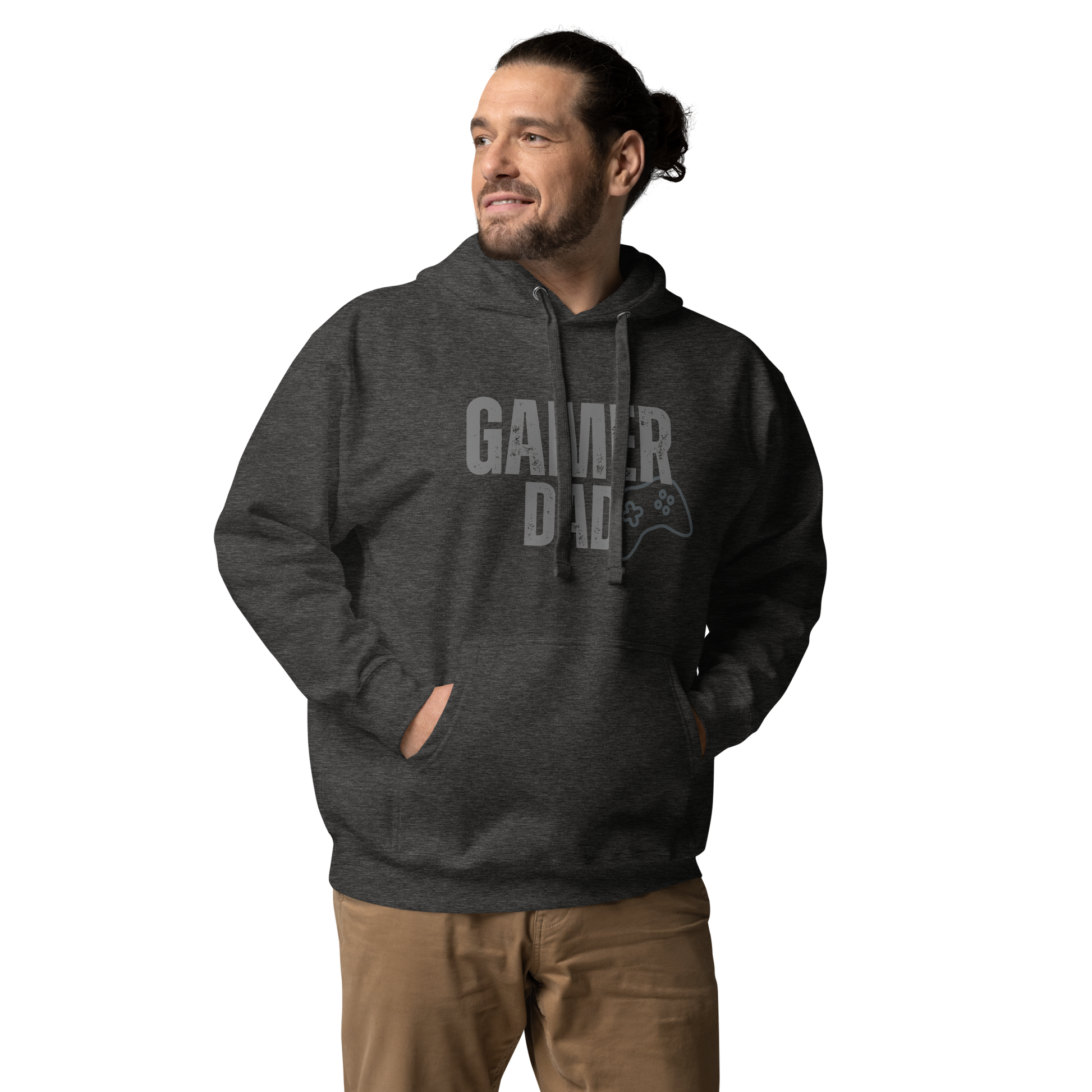 Gamer Dad Logo on Charcoal Heather- Unisex Hoodie