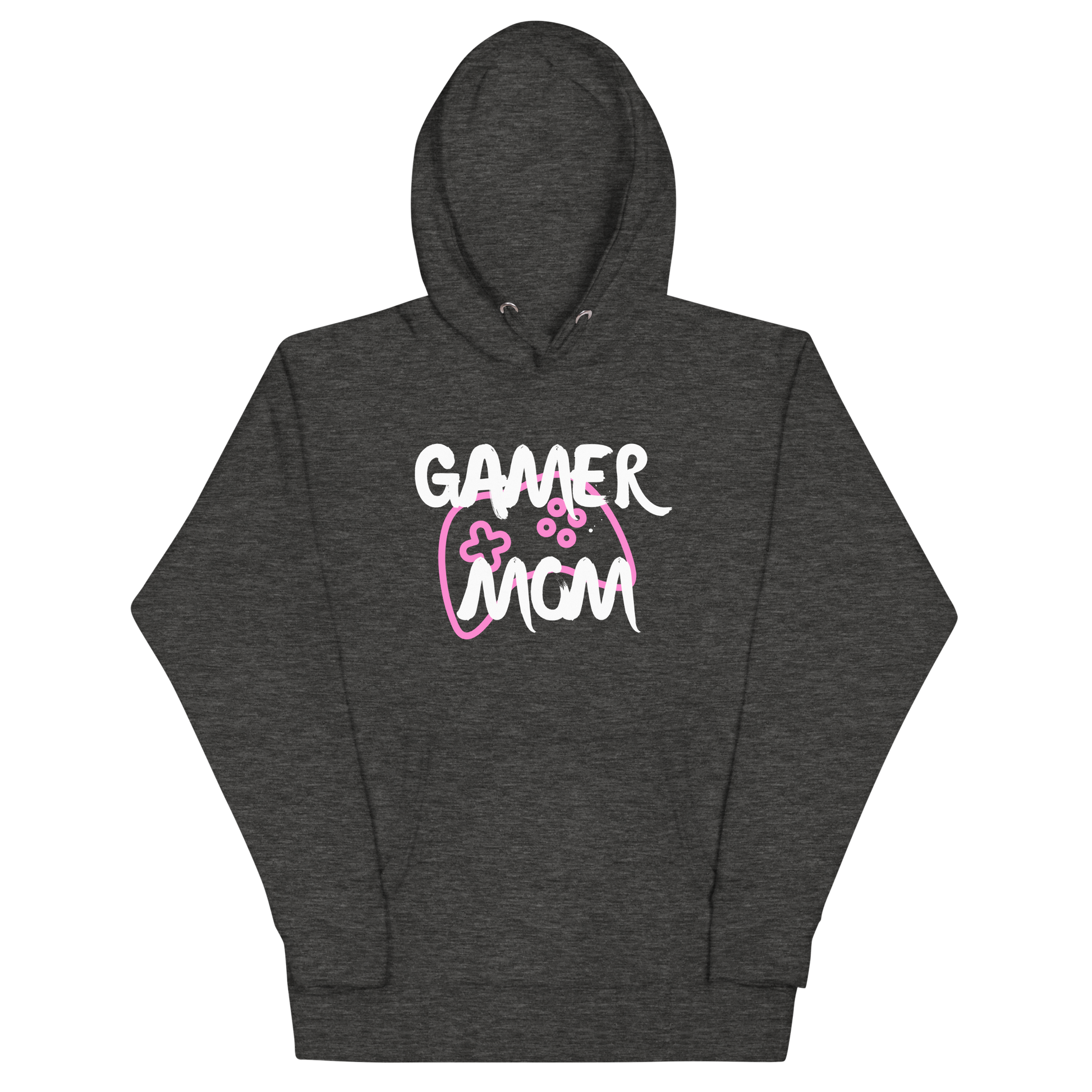 Gamer Mom with controller Logo on Charcoal Heather - Adult Unisex Hoodie