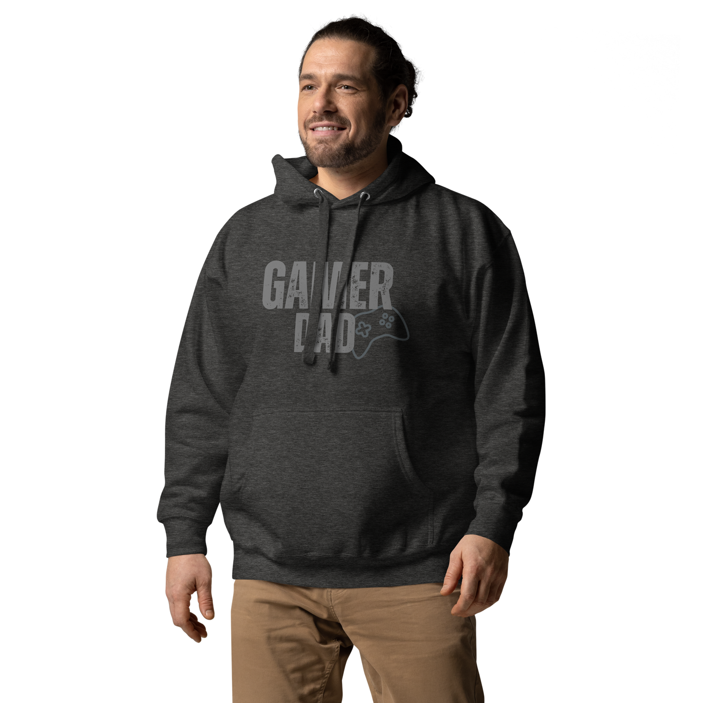 Gamer Dad Logo on Charcoal Heather- Unisex Hoodie