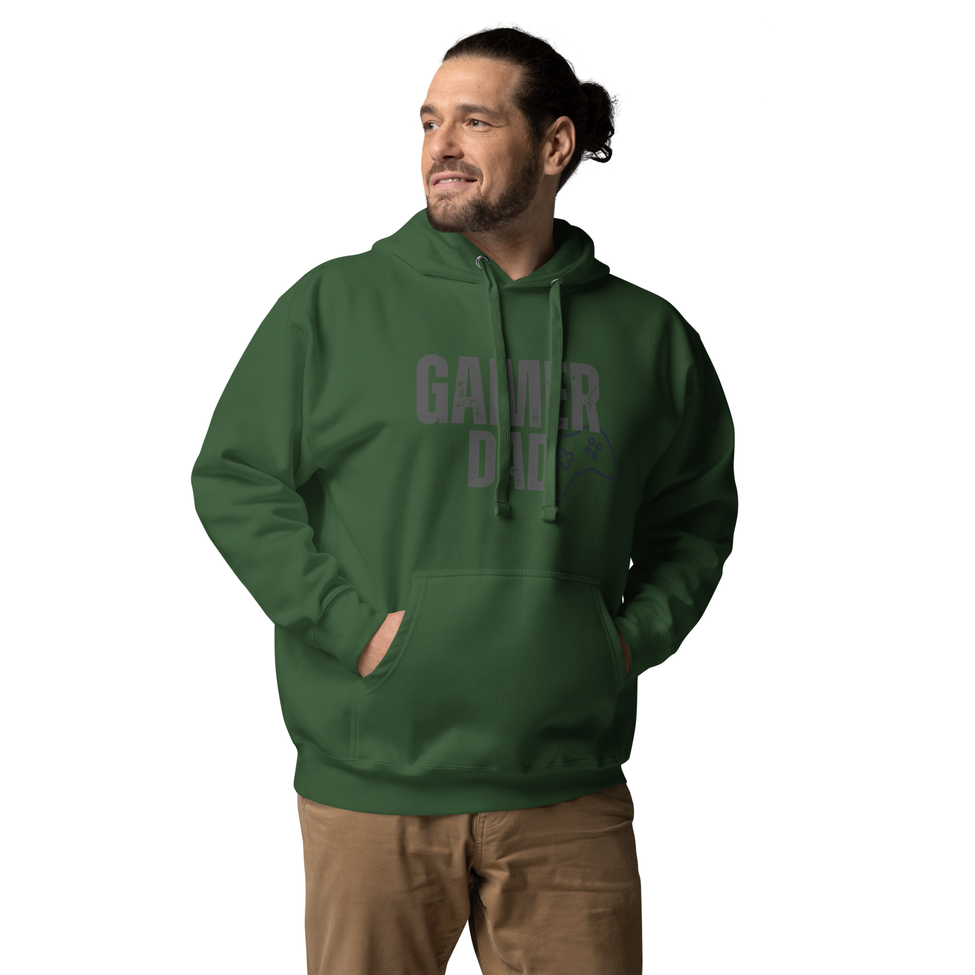 Gamer Dad Logo on Forest Green- Unisex Hoodie