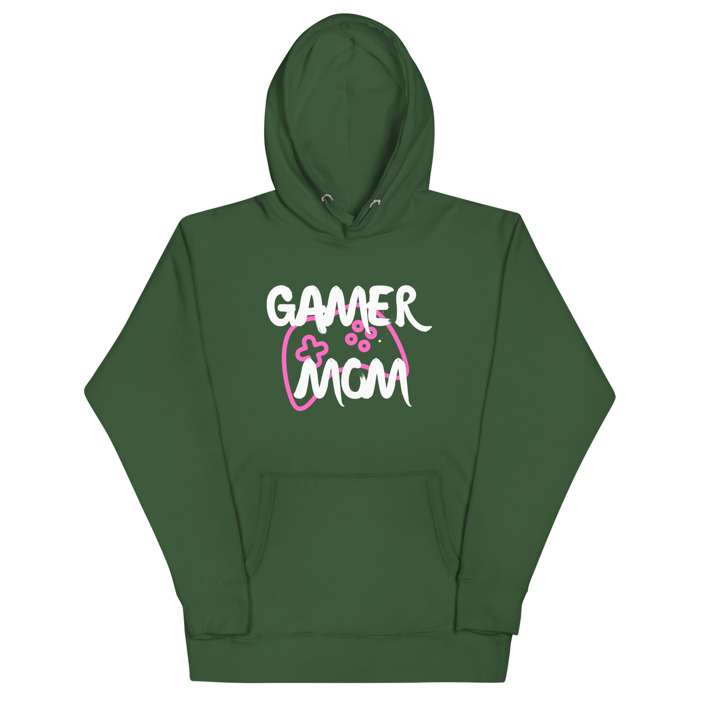 Gamer Mom with controller Logo on Forest Green - Adult Unisex Hoodie