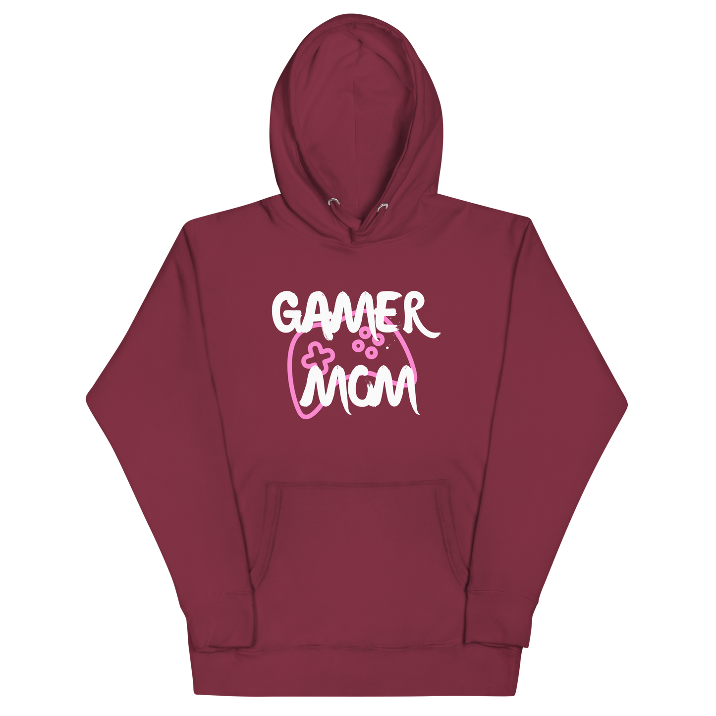 Gamer Mom with controller Logo on Maroon - Adult Unisex Hoodie