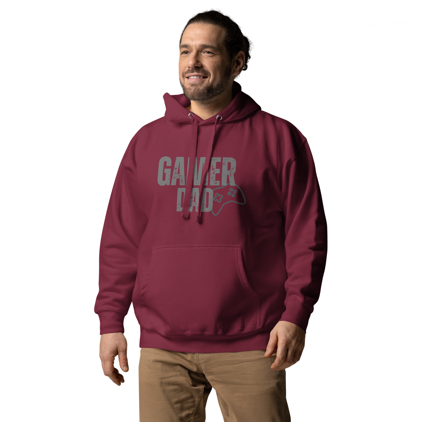 Gamer Dad Logo on Maroon- Unisex Hoodie