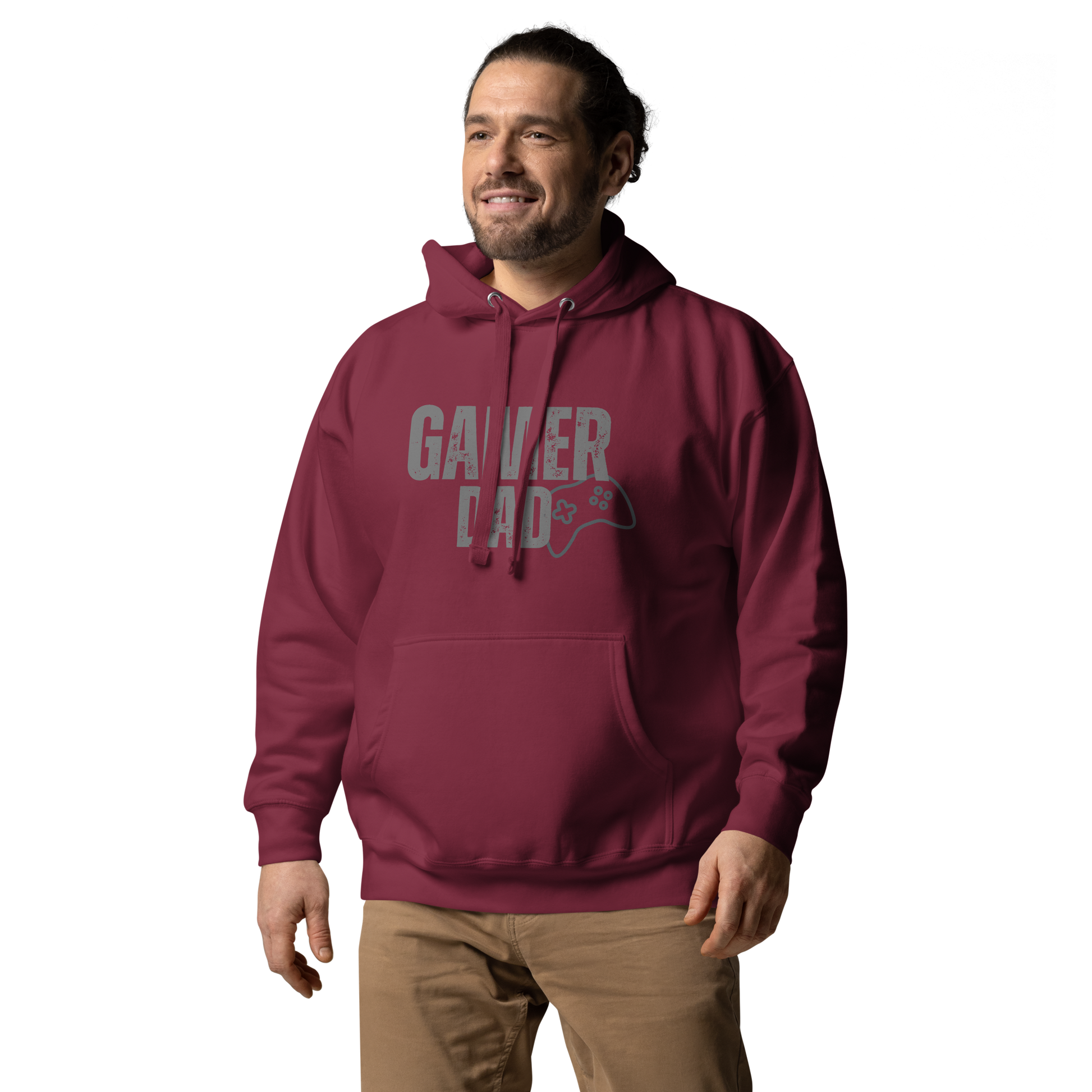 Gamer Dad Logo on Maroon- Unisex Hoodie