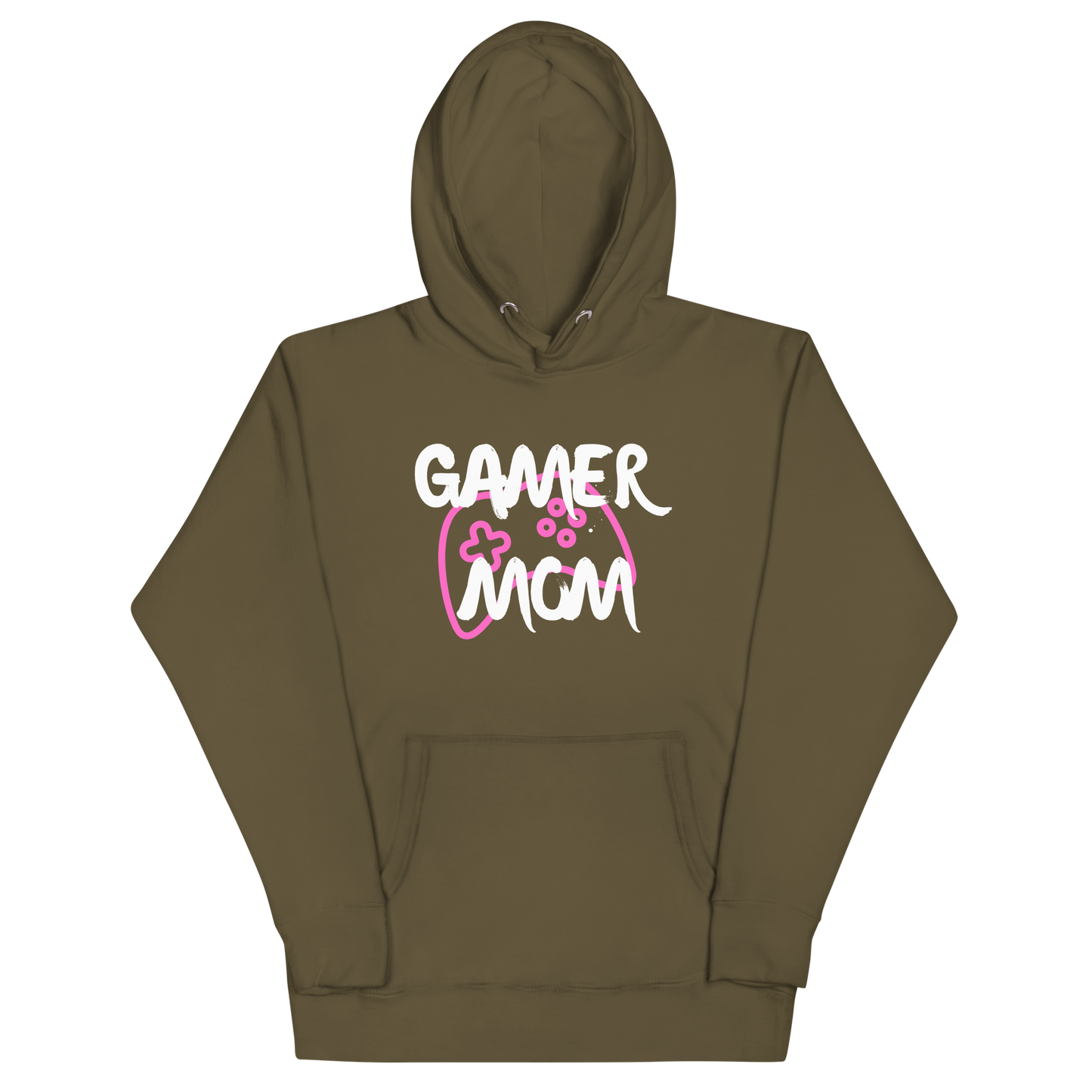 Gamer Mom with controller Logo on Military Green - Adult Unisex Hoodie