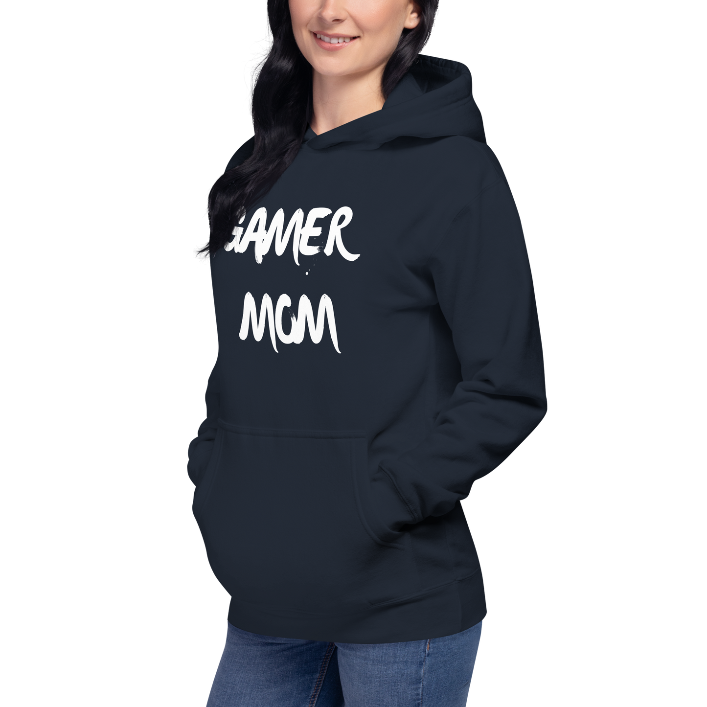 Gamer Mom with controller Logo on Black - Adult Unisex Hoodie