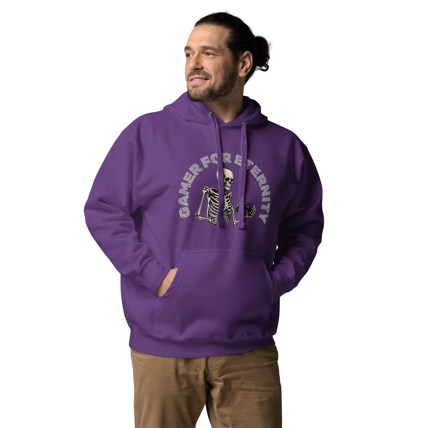 Skeleton Gamer for Eternity Logo on Maroon - Adult Unisex Hoodie