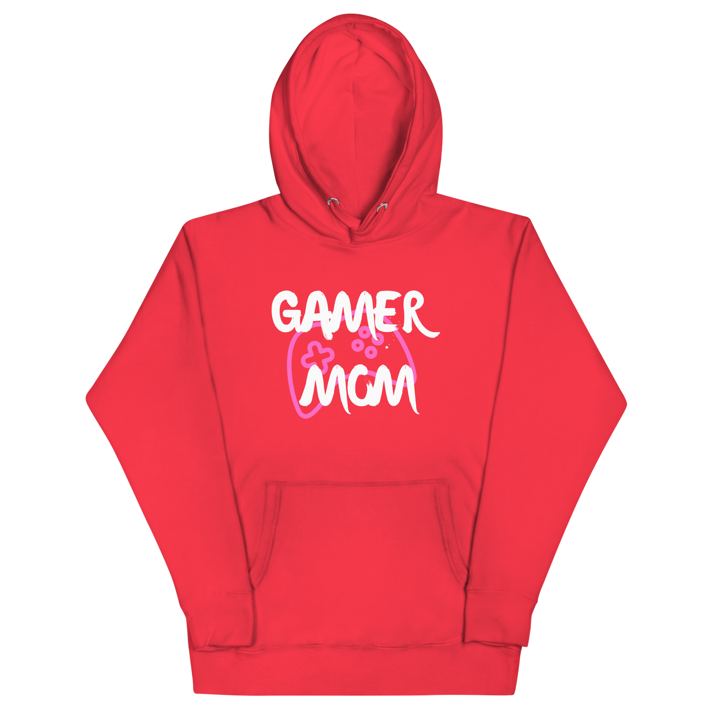 Gamer Mom with controller Logo on red - Adult Unisex Hoodie