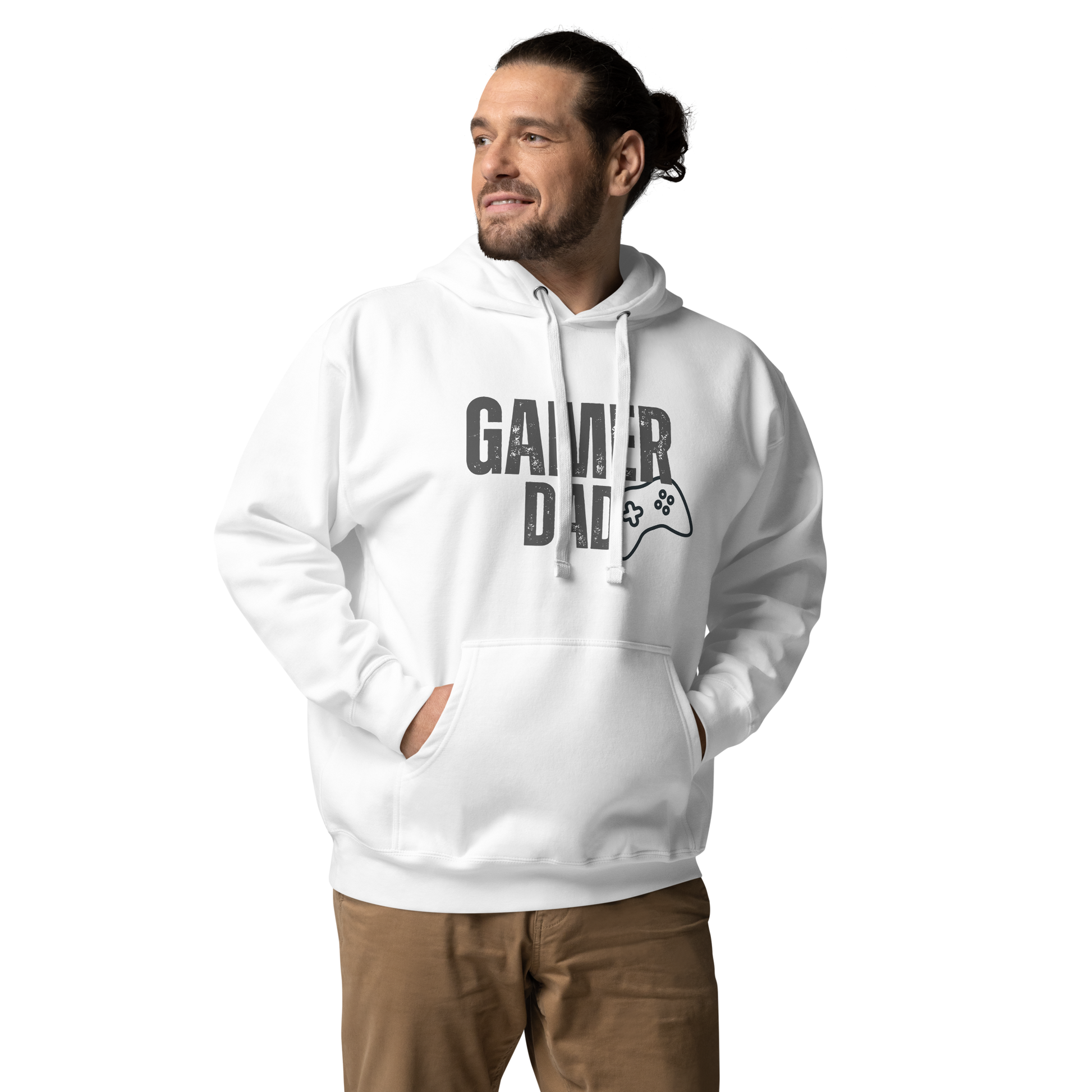 Gamer Dad Logo on white- Unisex Hoodie